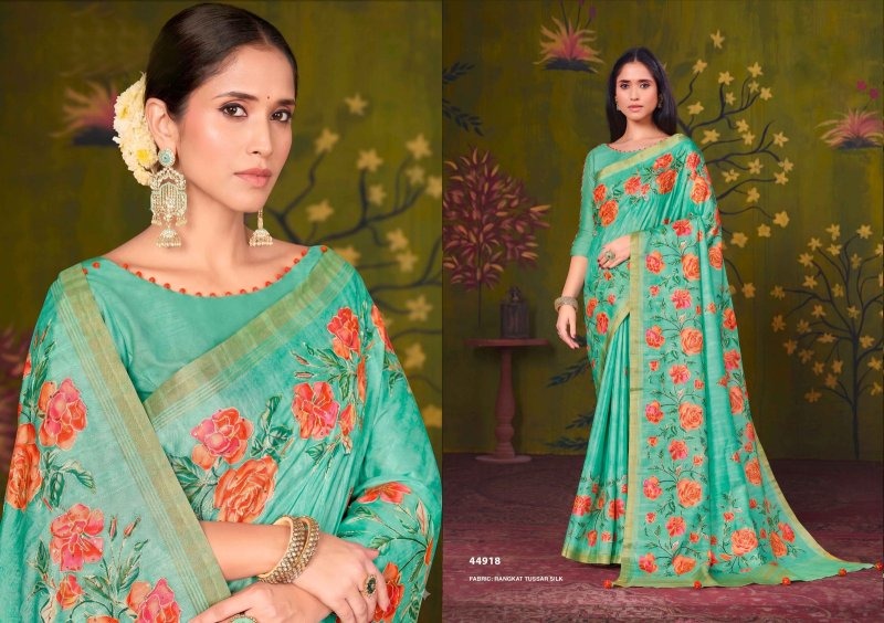 Green Colour Norita 44900 Rooh By Mahotsav Tussar Silk Sequence Work Designer Saree 44918